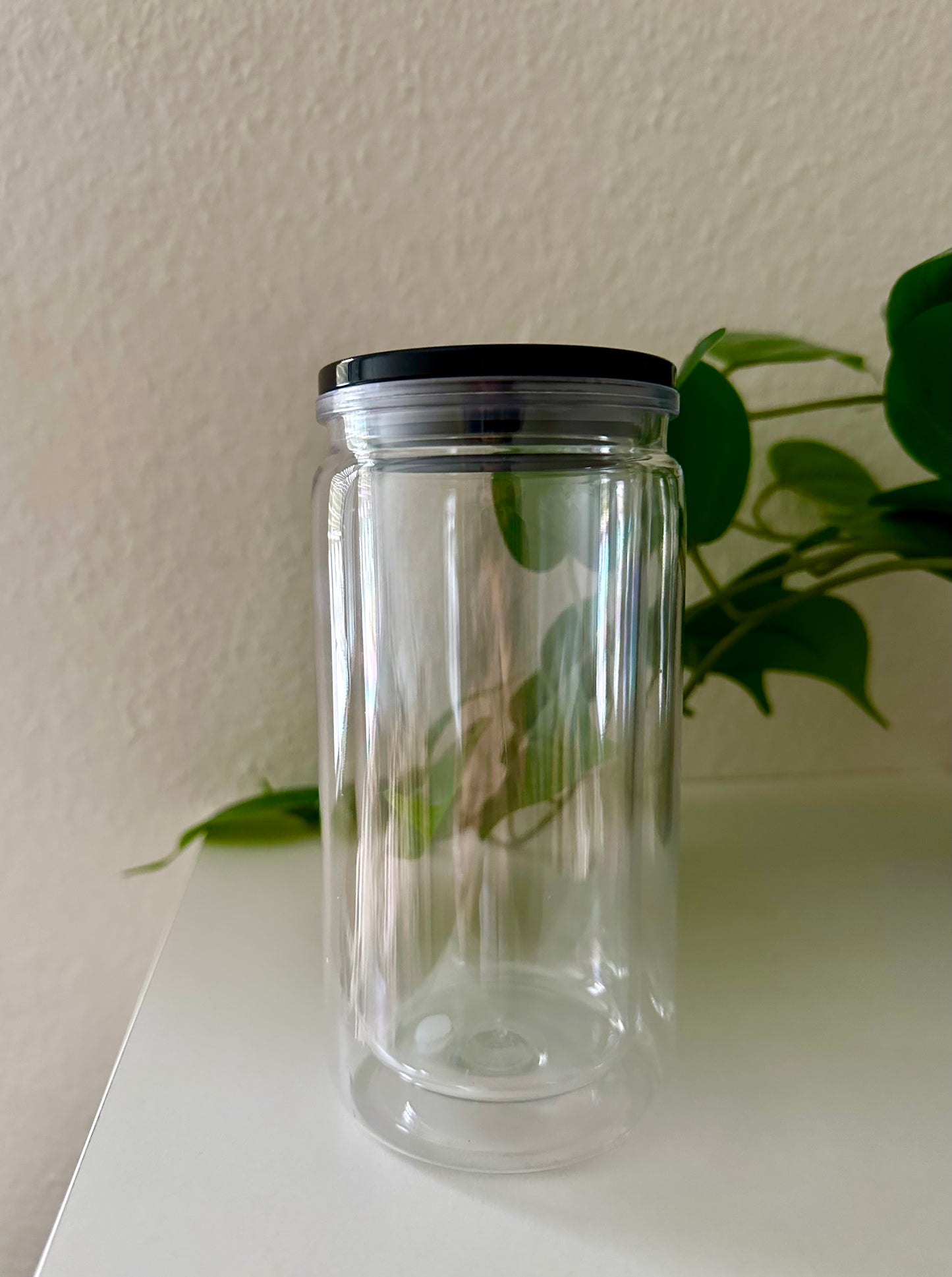 Acrylic tumbler with black lid