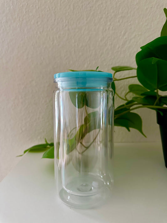 Acrylic tumbler with blue lid