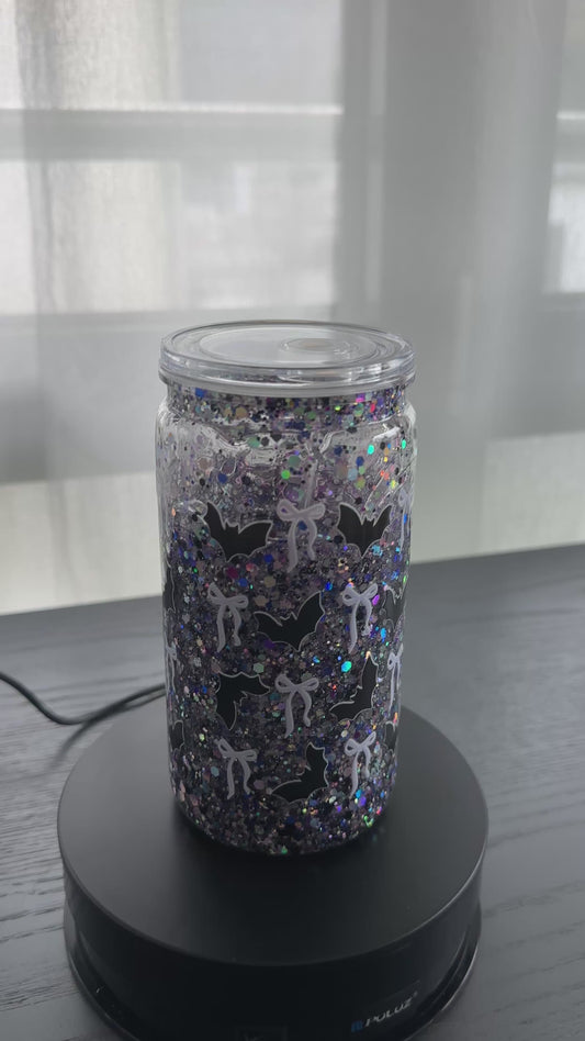 Bats & bows snow globe tumbler
